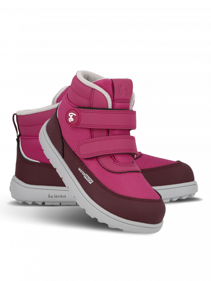 Kids winter barefoot boots Be Lenka Zippu Junior - Berry & Grey