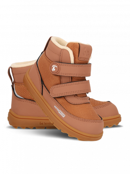 Kids winter barefoot boots Be Lenka Zippu Kids - All Brown